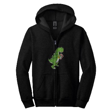 Discover Dinosaur TRexs Book Reader For Book Lovers Zip Hoodies