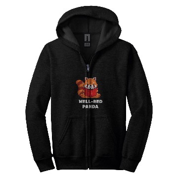 Discover Funny Reading Red Panda Book Lover Nerd Gift Zip Hoodies