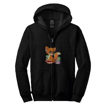 Discover Funny Nerdy Fox Animal Bookworm Reading Book Lovers Zip Hoodies