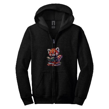 Discover Funny red panda reading Bookworm Book Lovers Zip Hoodies
