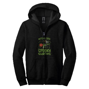 Discover Witchy Code Spooky Algorithms Programmer Halloween Zip Hoodies