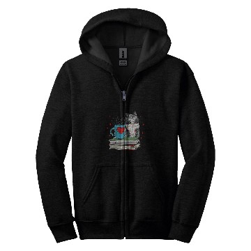 Discover Cute Cat Reading Book For Cat Lovers Zip Hoodies