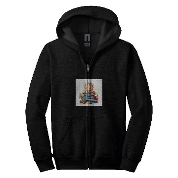 Discover Cute Book Nerd Axolotls Reading Library Zip Hoodies