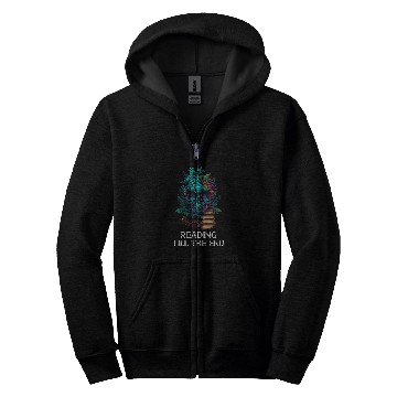 Discover Book Reader Skull Funny Bookworm Reading Till the End Zip Hoodies