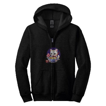 Discover Anime Ramen Cat Retro Japanese Noodles Aesthetic Kawaii Cat Zip Hoodies