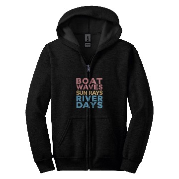 Discover Boat Waves sun rays river days boating outdoors Zip Hoodies
