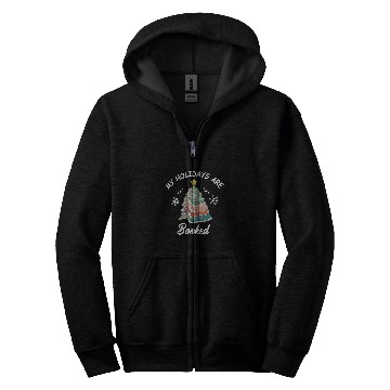 Discover My Holidays Are Booked Christmas Tree Book Zip Hoodies