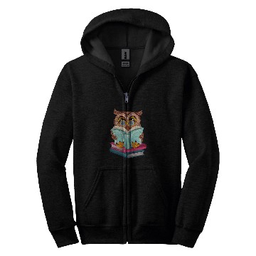 Discover Cute Owl Reading Book Zip Hoodies