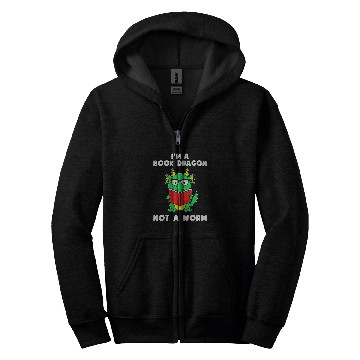 Discover Reading Author Writer IM A Book Dragon Not A Worm Zip Hoodies
