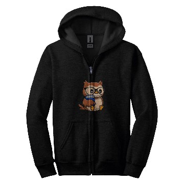 Discover Cute Owl Book Lover Library Smart Bookworm Kawaii Reading Zip Hoodies