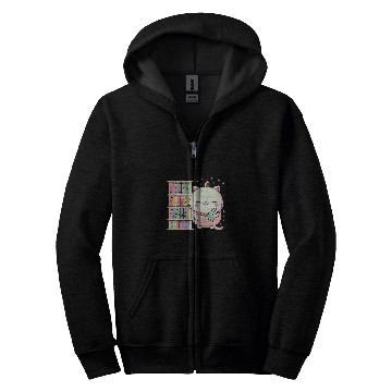 Discover Cute Kawaii Book and Cat Lover Librarian Reading Zip Hoodies