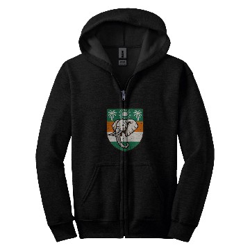 Discover Ivory Coast Ivorian Elephant Flag Wear Zip Hoodies