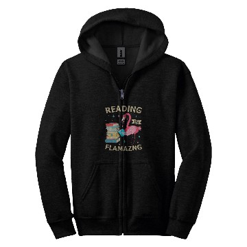 Discover Reading Is Flamazing Funny Flamingo Book Lover Reader Gift Zip Hoodies
