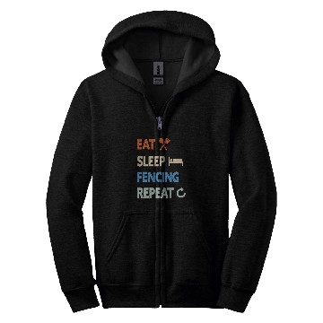 Discover Eat Sleep Fencing Repeat Zip Hoodies