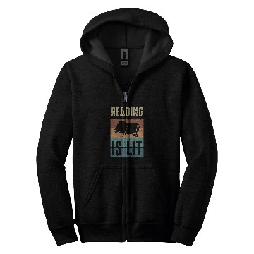 Discover Reading is Lit Book Lover Reading Teacher 5 Zip Hoodies