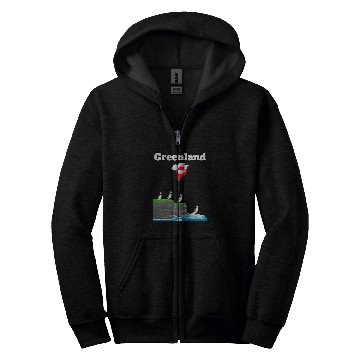 Discover Greenland trip souvenir Puffin Colony Cliffs Greenland map Zip Hoodies