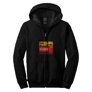 Discover Eat Sleep Cheer Repeat Funny Cheerleading Team Zip Hoodies