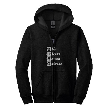 Discover Eat Sleep Anime Repeat Funny Kawaii Japanese Otaku Design Zip Hoodies