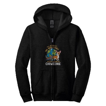 Discover Funny The World Does Revolve Around My Chiweenie Zip Hoodies