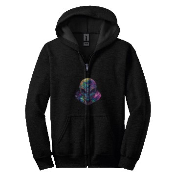 Discover Alien Head Ufo psychedelicss Alien Galaxy Trippy Space Zip Hoodies