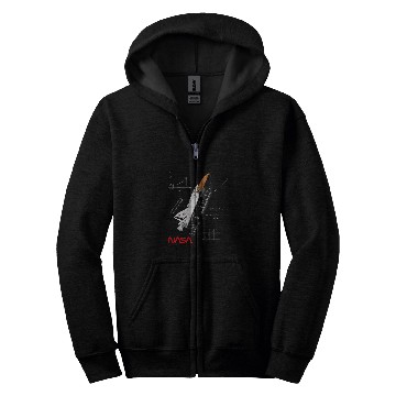 Discover NASA Space Shuttle chalk drawing Worm Logo Zip Hoodies