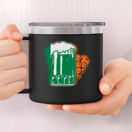 Irish Beer Mug Flag 14oz Stainless Steel Tumblers