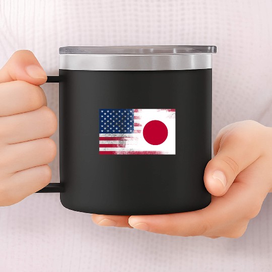 Japanese American Half Japan Half America Flag 14oz Stainless Steel Tumblers