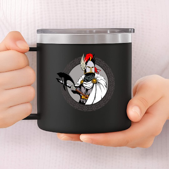 ancient warrior Sparta ax helmet raincoat pattern 14oz Stainless Steel Tumblers