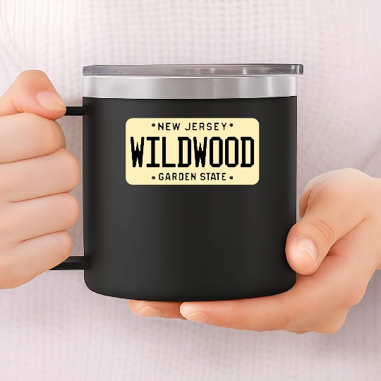 Wildwood New Jersey License Plate 14oz Stainless Steel Tumblers