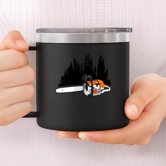Your Forestry Business - Chainsaw & Pine Forest 14oz Stainless Steel Tumblers