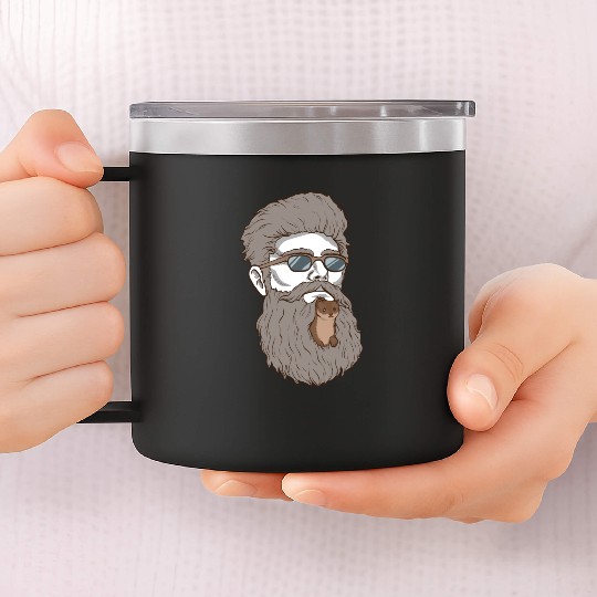 Beard Weasel Funny Beard Design 14oz Stainless Steel Tumblers