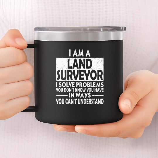 Funny - funny land surveyor problem solving dist 14oz Stainless Steel Tumblers