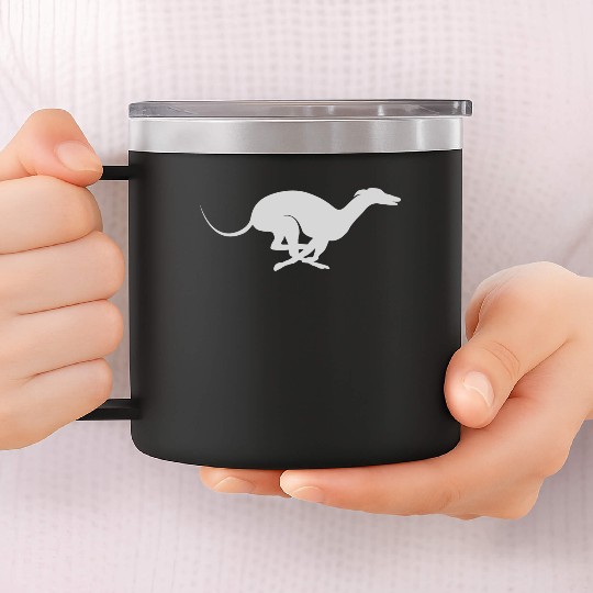 Light Grey Running Greyhound X Racer Track Dog 14oz Stainless Steel Tumblers