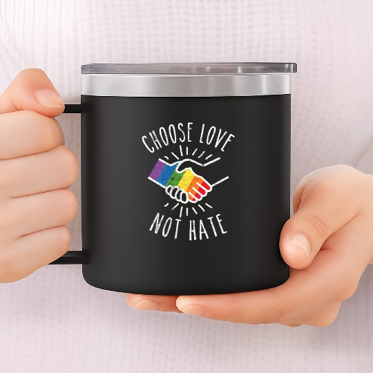 Pride Month Ally LGBT Support Gifts Cute Rainbow 14oz Stainless Steel Tumblers