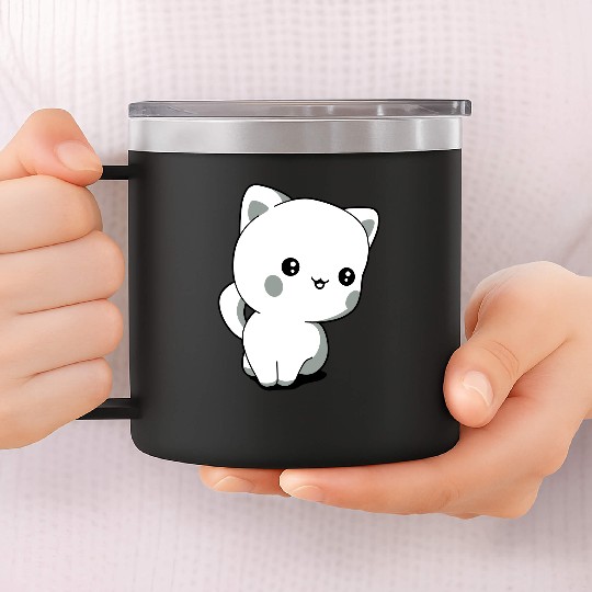 kitten chibi kawaii 14oz Stainless Steel Tumblers