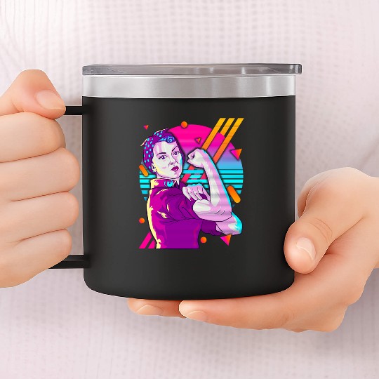 Rosie The Riveter Vaporwave 14oz Stainless Steel Tumblers