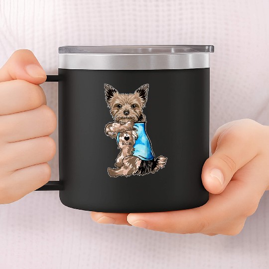 Yorkie Dog Tattoo I Love Mom Mothers Day Gifts T S 14oz Stainless Steel Tumblers