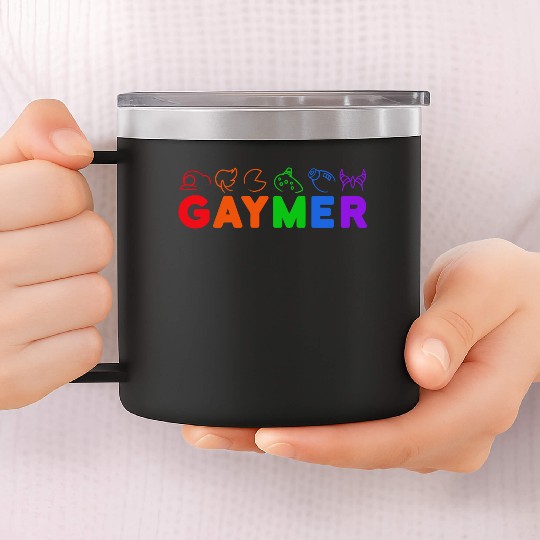 gaymer / gay pride gamer 14oz Stainless Steel Tumblers