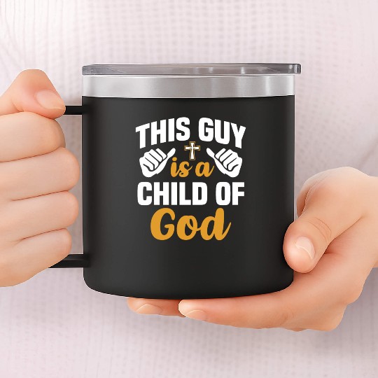 Guy Child of God Christian Religious Apparel 14oz Stainless Steel Tumblers