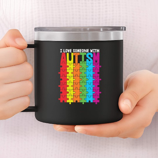 I Love Someone With Autism 14oz Stainless Steel Tumblers