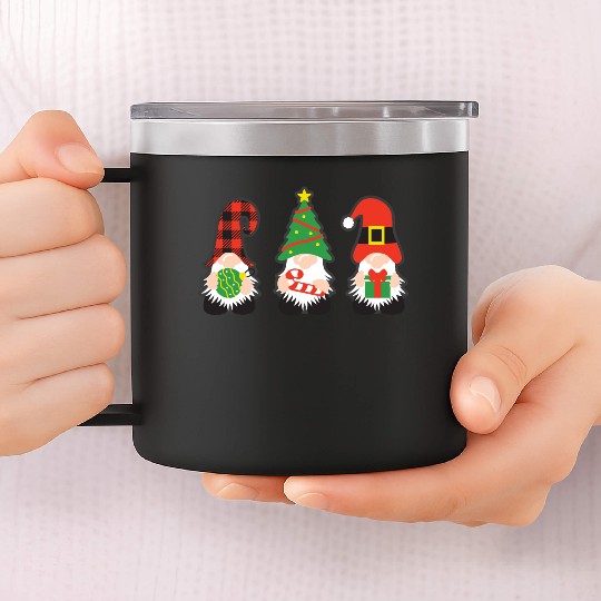 Christmas Gnomes with candy cane, gift 14oz Stainless Steel Tumblers
