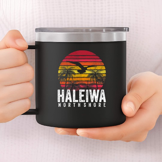 Haleiwa Hawaii HI North Shore Sunset Surf Surfing 14oz Stainless Steel Tumblers