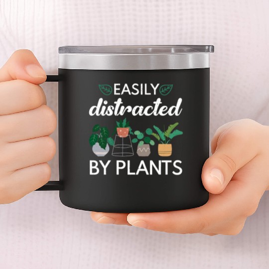 Easily Distracted By Plants Gardening Flower Plant 14oz Stainless Steel Tumblers