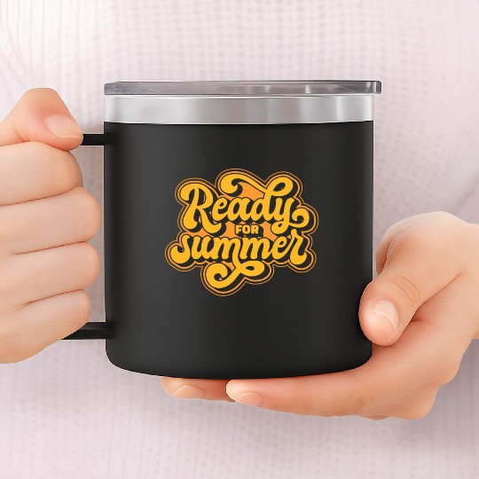 summer retro lettering 14oz Stainless Steel Tumblers