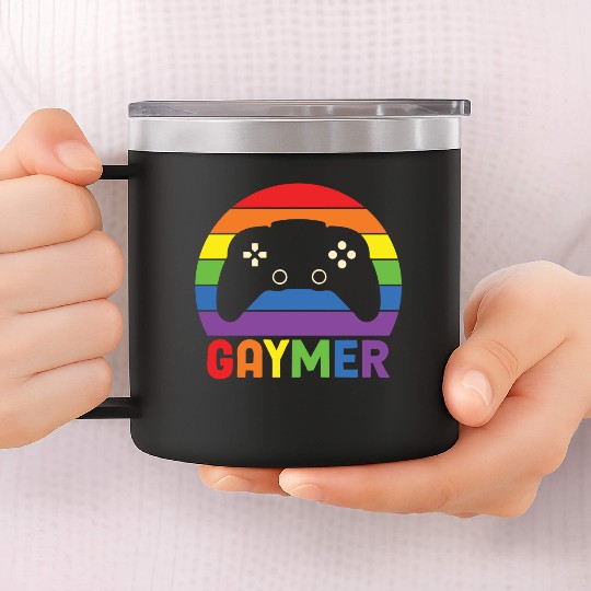 LBGT Flag Gay Pride Human Gaymer Gamer 14oz Stainless Steel Tumblers