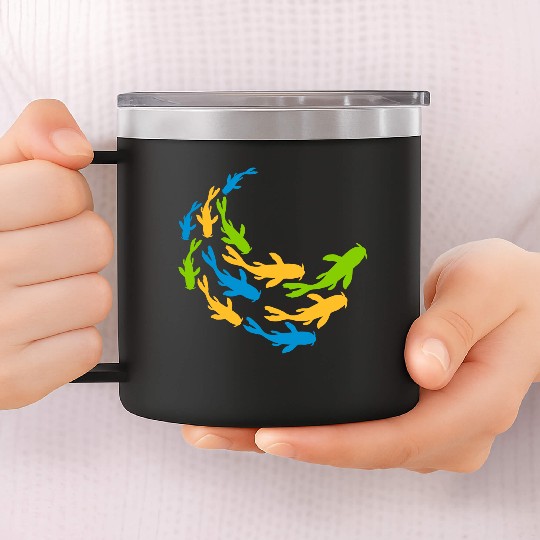 colorful shoal koi fish 14oz Stainless Steel Tumblers