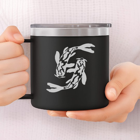 design 2 koi fish 14oz Stainless Steel Tumblers