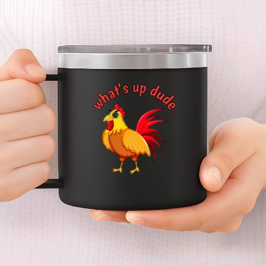 Angry Cartoon Cock Bird 14oz Stainless Steel Tumblers