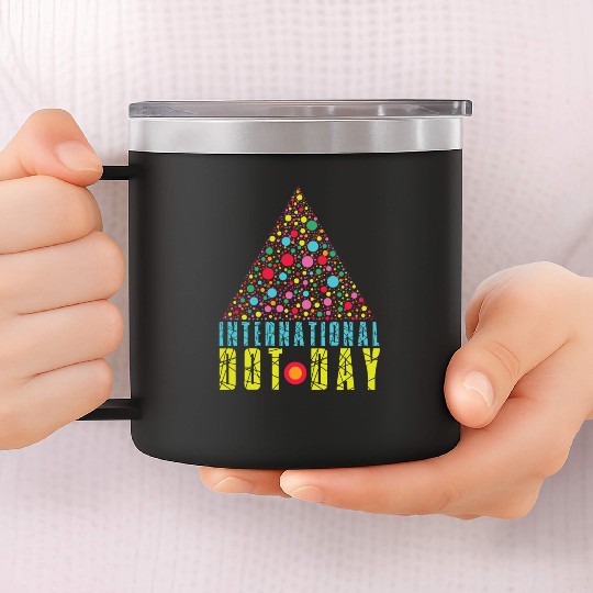 Colorful Triangle Pattern International Dot Day 14oz Stainless Steel Tumblers