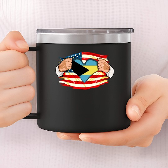 Bahamian Who Live in America Bahamas Flag 14oz Stainless Steel Tumblers